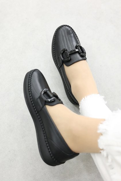 Ac 621222-01 Genuine Leather Stitched Flexible and Soft Daily Flat Shoes
