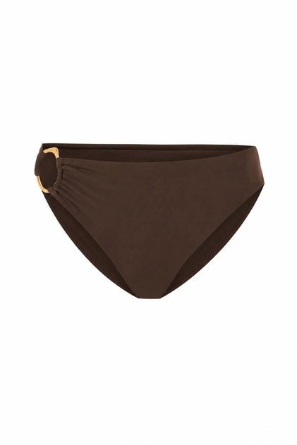 Normal Bel Regular Kalıp Gold Aksesuar Detaylı Acı Kahve Bikini Altı - Elina
