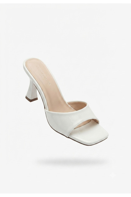 Jova Daily White Patent Leather Heeled Slippers 8 cm