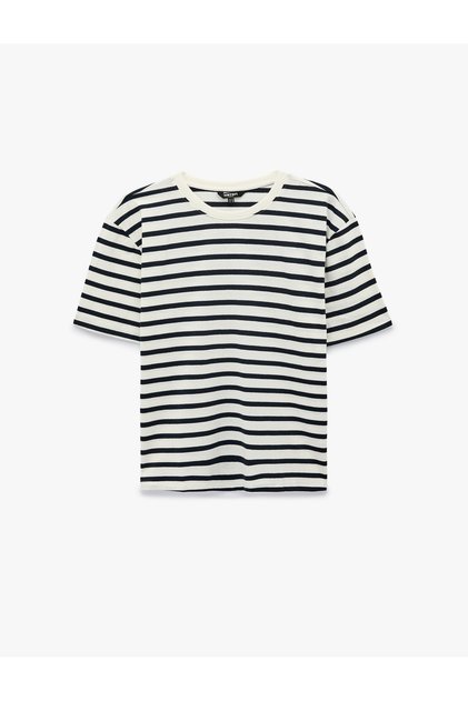 Crew Neck Short Sleeve Oversized Striped T-Shirt