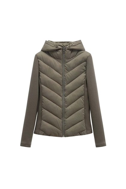 F11.Women's Hooded, Zippered Sports Coat, Woven Fabric, Knitted Sleeves