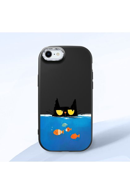 Black Silicone Case with Shock-Absorbing Camera Protections Compatible with iPhone 7/8/Se 2020 2022