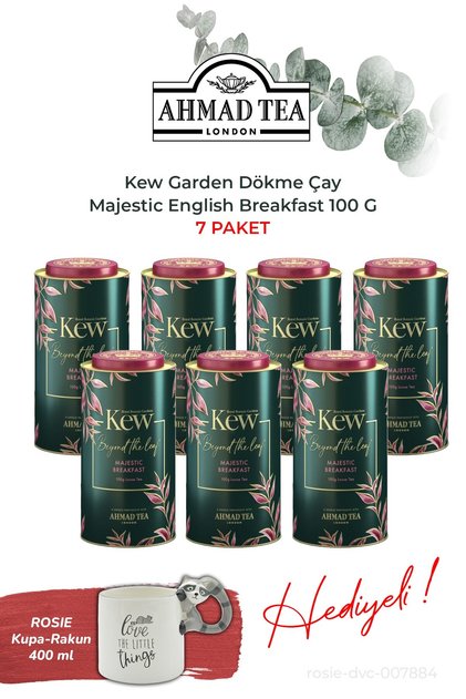 7 Boxes of Kew Garden Majestic English Breakfast 100 g and Raccoon Mug
