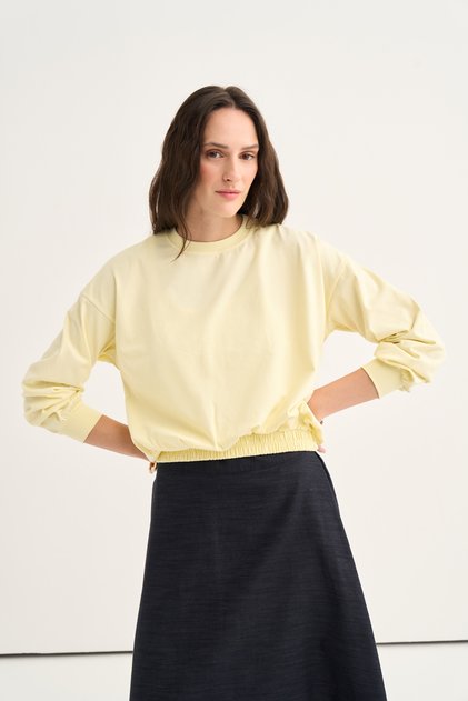 Kadın Beli Lastikli Sweat Pastel Sarı