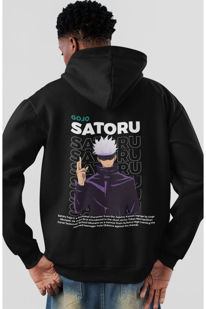 Gojo Satoru Jujutsu Kaisen Anime Back Printed Unisex Oversize Combed Cotton Hoodie