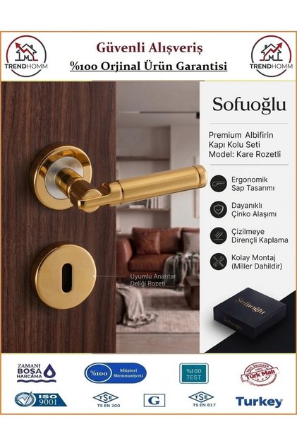Şebboy Rozetli Kapı Kolu - Albifirin Saten - Orjinal Ürün