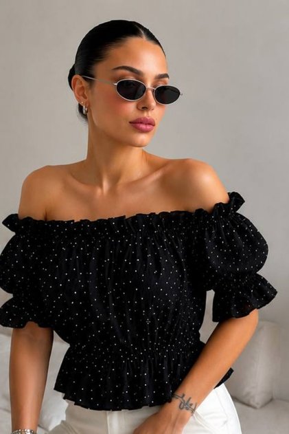 Kadın Lastik Detaylı Madonna Bluz
