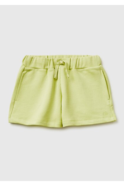 Girl's Yellow Drawstring Waist Shorts with Pockets and Embroidered Logo