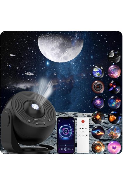 Black-Bluetooth Star Projector Night Light HD Lmage Disc Upgraded Planetarium Projector With Remote