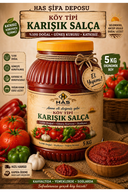 Gaziantep El Yapımı Güneş Kurusu Karışık Salça 5 Kg