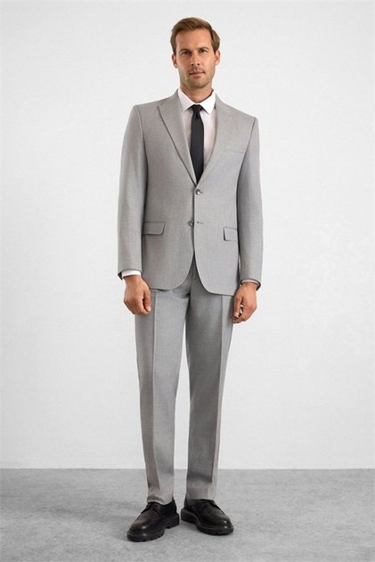Gray Regular Mono Collar Side Pocket 6 Drop Suit