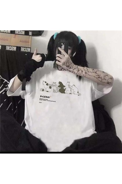 Mi̇ngalondon Cats White Unisex Oversize T-Shirt