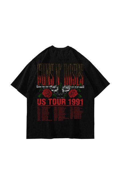 Guns N' Roses Us Tour 1991 Back Printed Black Oversize Tshirt