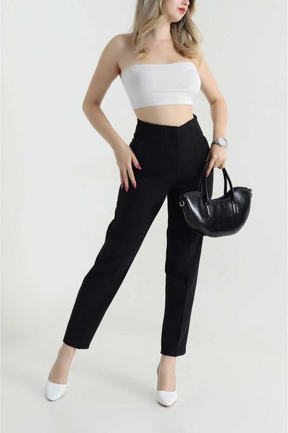 Yüksel High Waist Classic Carrot Trousers with Front Pockets
