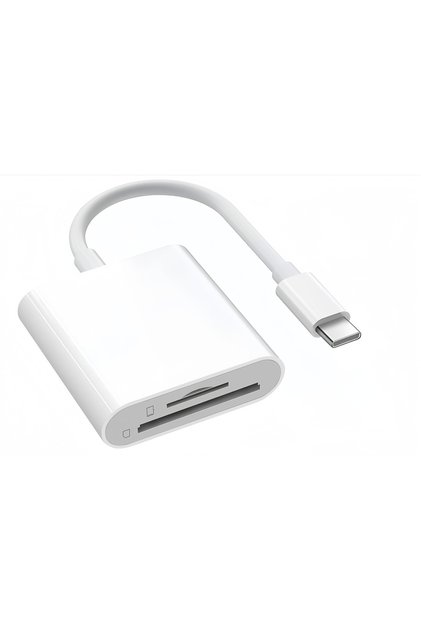 white USB C SD Card Reader, Type C SD Card Reader, Supports SD and MicroSD Memory Card Adapters