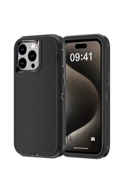 iPhone 13 Pro Max Black Black Premium 3IN1 Heavy Duty Ott Anti-Drop Phone Case For IPhone 17 16E 15