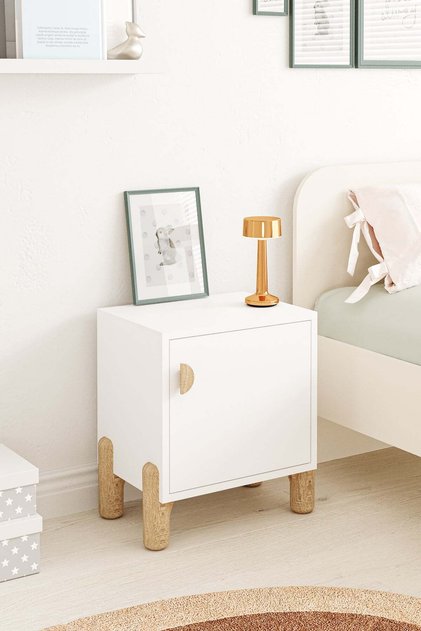 Kinzey 1 Kapaklı Komodin Bebek Odası Çocuk Odası Beyaz