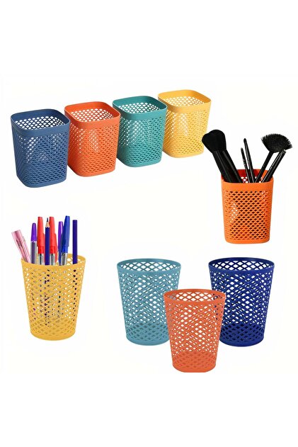 Suport Birou din Plastic 12x10cm Model Perforat, Diferite Culori pentru Accesori-1 bucata
