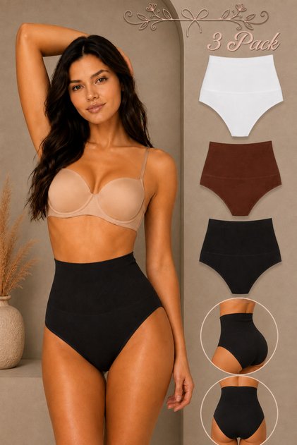 Women's Gathering High Waist Flexible 3-Piece Panties
