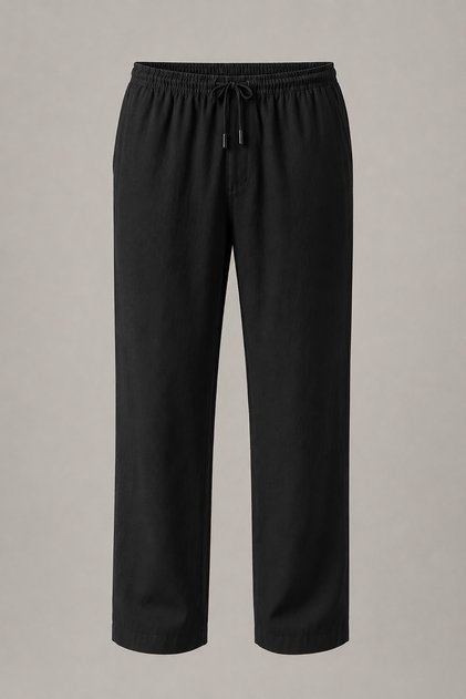 Men's Linen Trousers with Elastic Waist and Laces, Relaxed Fit, Comfortable Cut, Summer Trousers