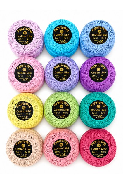 No:12 Cotton Like Etamin - Cross Stitch 12-Piece Thread Set-3 (6 Gr)