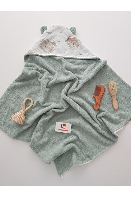 Baby Bath Towel Muslin Hooded Double Sided Swaddle Newborn 80X80
