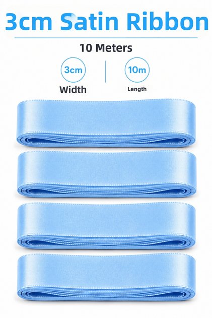 Blue Satin Ribbon 3cm 10 Meters Bobo Balloon Ornament Gift Ornament Cake Ornament Bundle Dowry