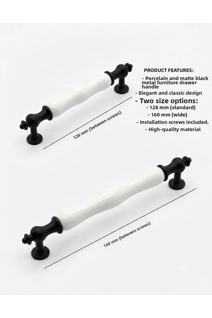 Porcelain Furniture Handles Cabinet Drawer Kitchen Handles 128 mm 160 mm North (Pattern 000)