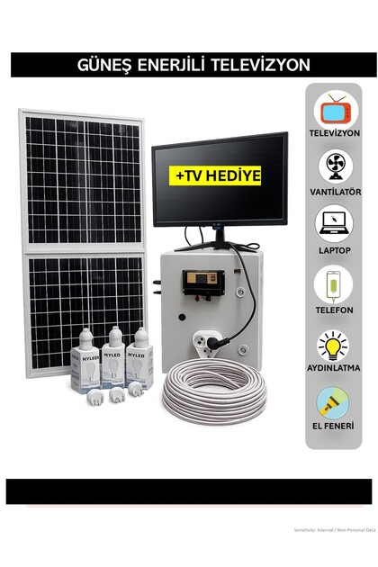 Lexron Güneş Enerjisi Aydınlatma - TV Paketi 600W İnverter 170W