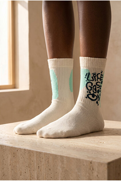 Green Color Printed Socket Socks