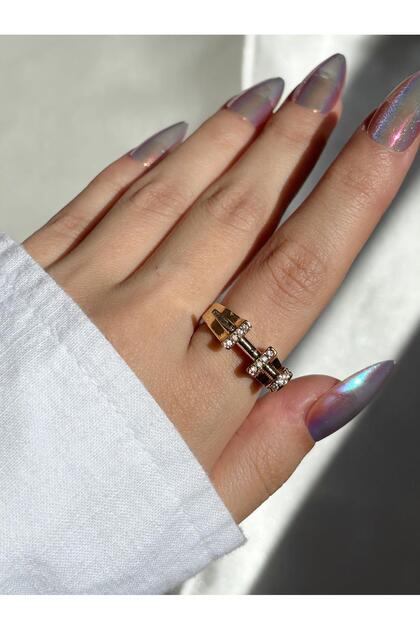 Women's Gold Color Stone Nail Ring