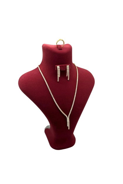 Domestic production london model suede fabric red color 28/ 22 cm necklace display mannequin