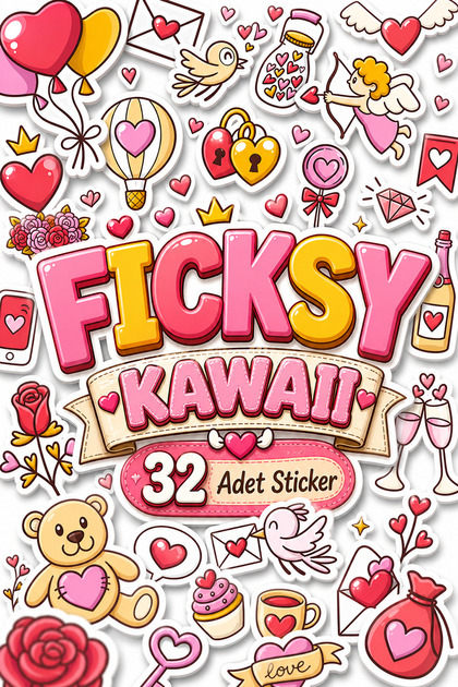 Doodle Style Love, Love, Heart and Valentine's Day Themed Sticker Set - 32 Pieces of Label Stickers