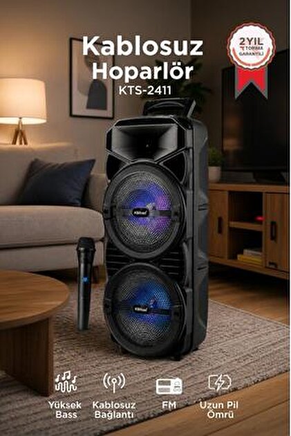 hızlı store ABS-12101 80W Bluetooth Karaoke Hoparlör – RGB Işıklı