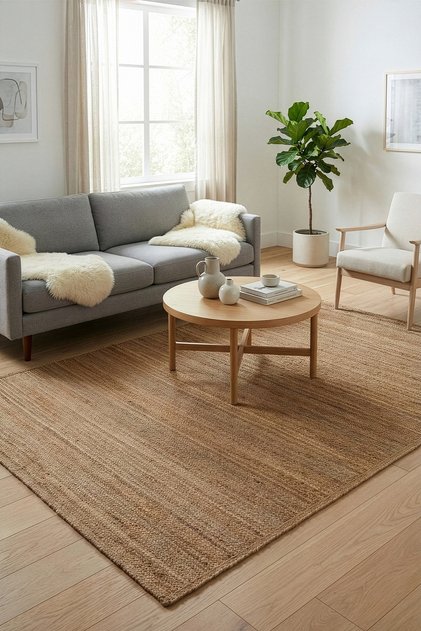 Natura El Dokuma Jüt Bohem Tarz Otantik Salon Oturma Odası Koridor Yatak Odası Natural Halı 00015a