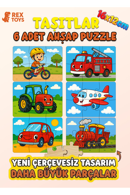 Rex Aksesuar Taşıtlar Temalı Eğitici Ahşap Puzzle | Bisiklet