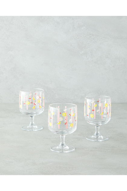 Cherrylim Glass 3-Piece Cup - Ice Cream Bowl 300 ml Colorful