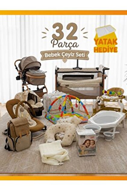 4KİDS Bebek Çeyiz Seti Yeni Doğan Set Bebek Arabası Asansörlü Park
