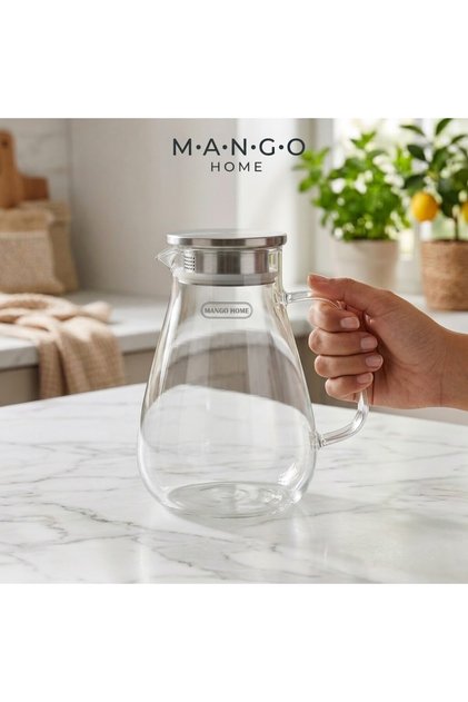 Borosilikat Cam Sürahi 1,6 L (1600 ml) – Vakumlu Sızdırmaz Paslanmaz Çelik Kapaklı, Isıya Dayanıklı Buzdolabı Karafı