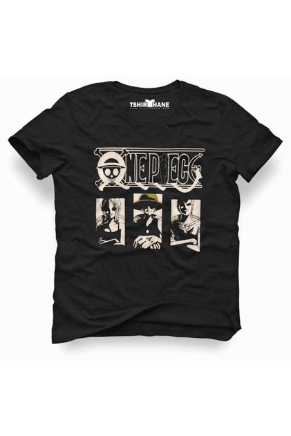 Anime One Piece Men's Printed Black Tshirt