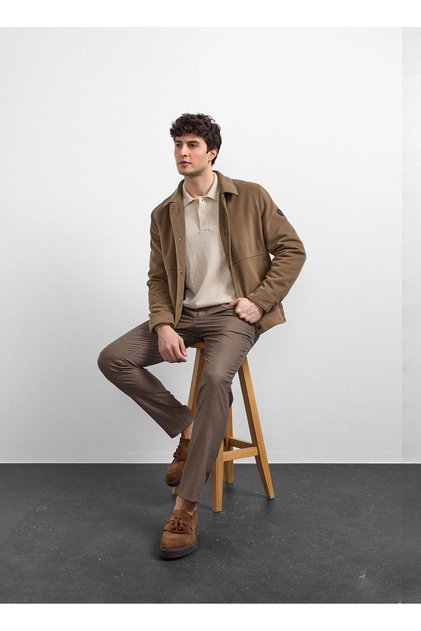 Mink Regular Fit Suede Coat