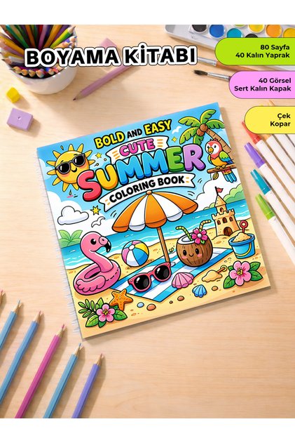 Cute Summer Coloring Book Cozy Book – 21X20 cm I 40 Visuals I for Children and Adults