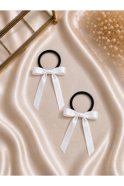White Ribbon Detailed Rubber Buckle 2 Pieces (COQUETTE)