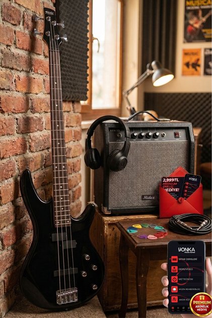 Mbg-400bk-25amp 4 Telli Bas Gitar Ve 25w Amfi Kulaklık Set