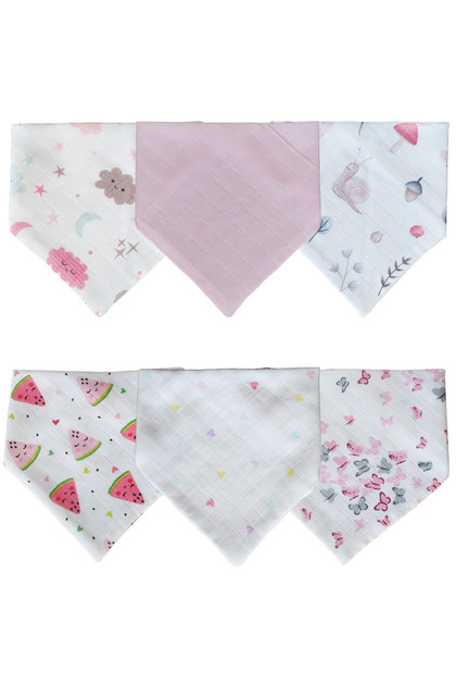 Triangle Scarf Muslin Drool and Feeding Bib 6 Pieces