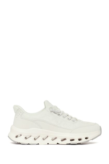 Women's White Lace-Up Thick-Soled Sneaker 26Pfe496014