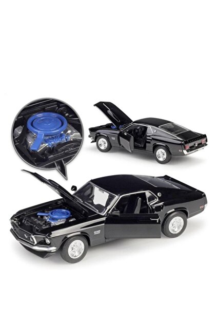 Genel Markalar 1969 Ford Mustang Boss 429 Siyah 1:24 Model Araba