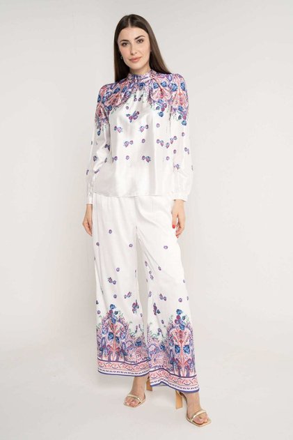 Floral Long Sleeve Blouse with Cuffs