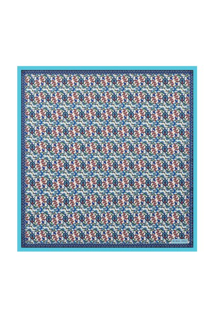 Turquoise Ivy Tulip Pattern Silky Handkerchief