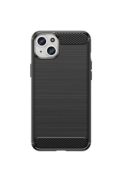 Husă flexibilă cu model de carbon pentru iPhone 15 Plus - negru